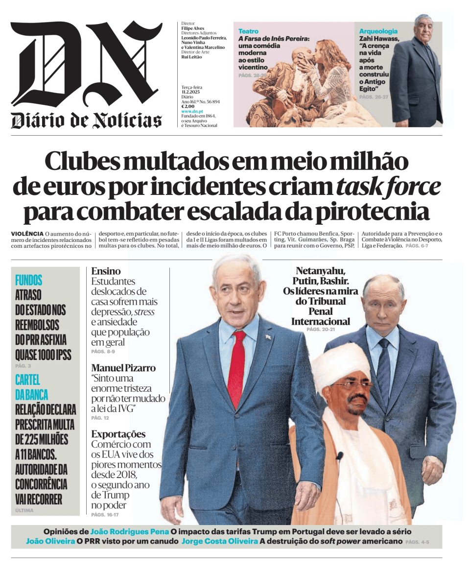 Prima-pagina-Diario de Noticias-edizione-di-oggi-20250211